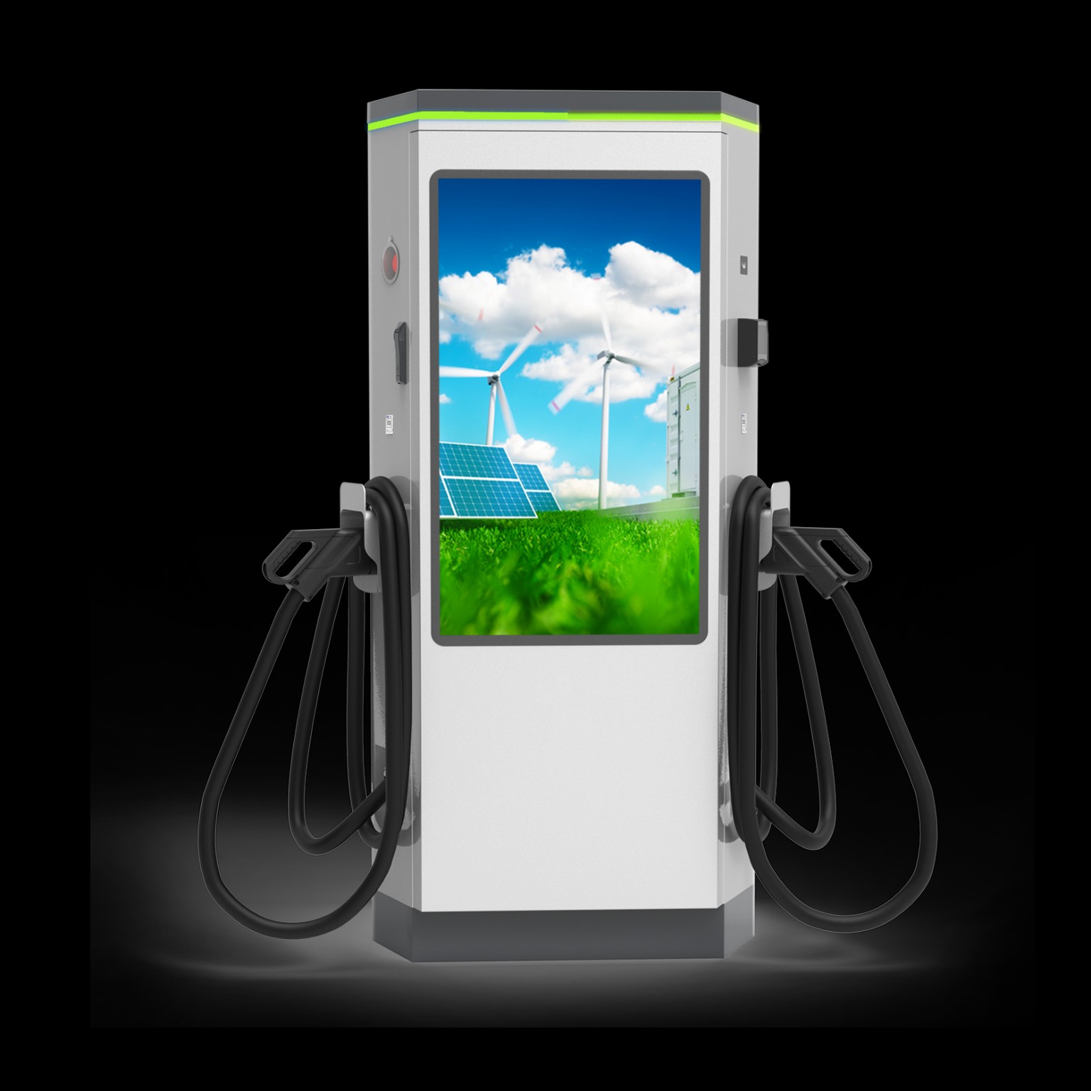 Commercial EV charging station with integrated advertising display